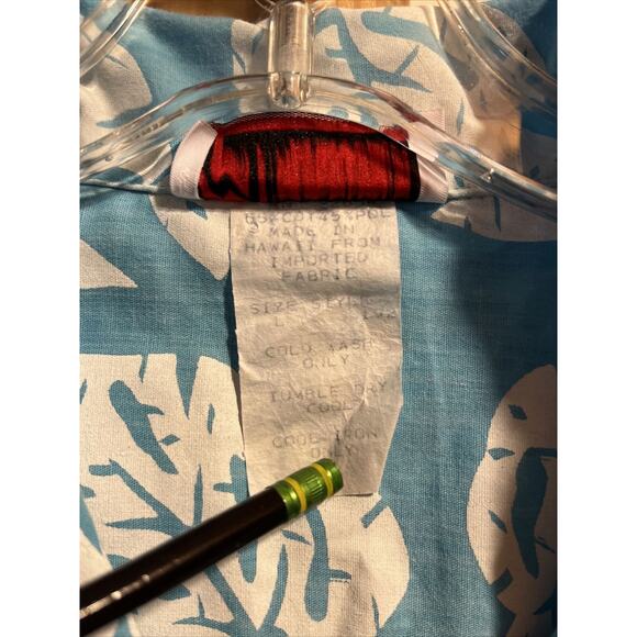 Malihini Vintage Men’s L Blue White Floral SS Button Cotton Blend Hawaiian Shirt - Picture 3 of 11